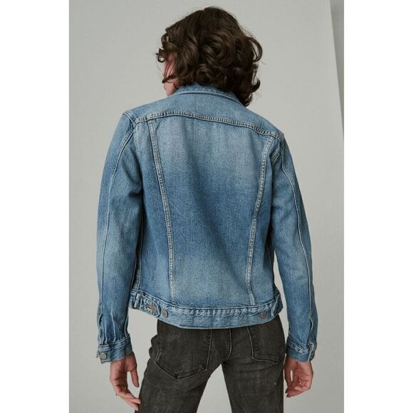 Lucky Brand Tomboy Trucker jean denim jacket Sz M distressed - Picture 3 of 13